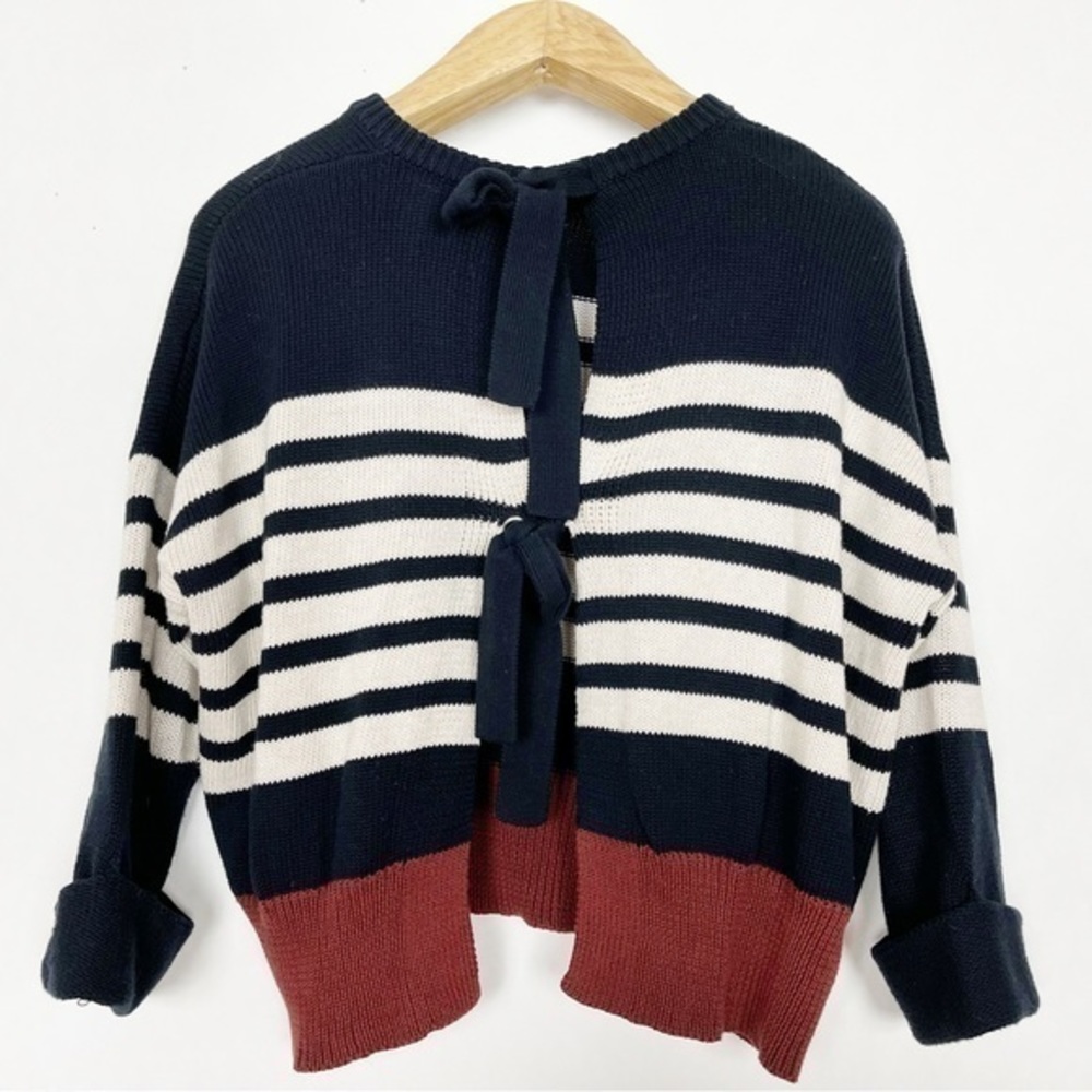 COTTON by AUTUMN‎ CASHMERE Crewneck Sweater 100% Cotton Ties in Back Small - Picture 5 of 8